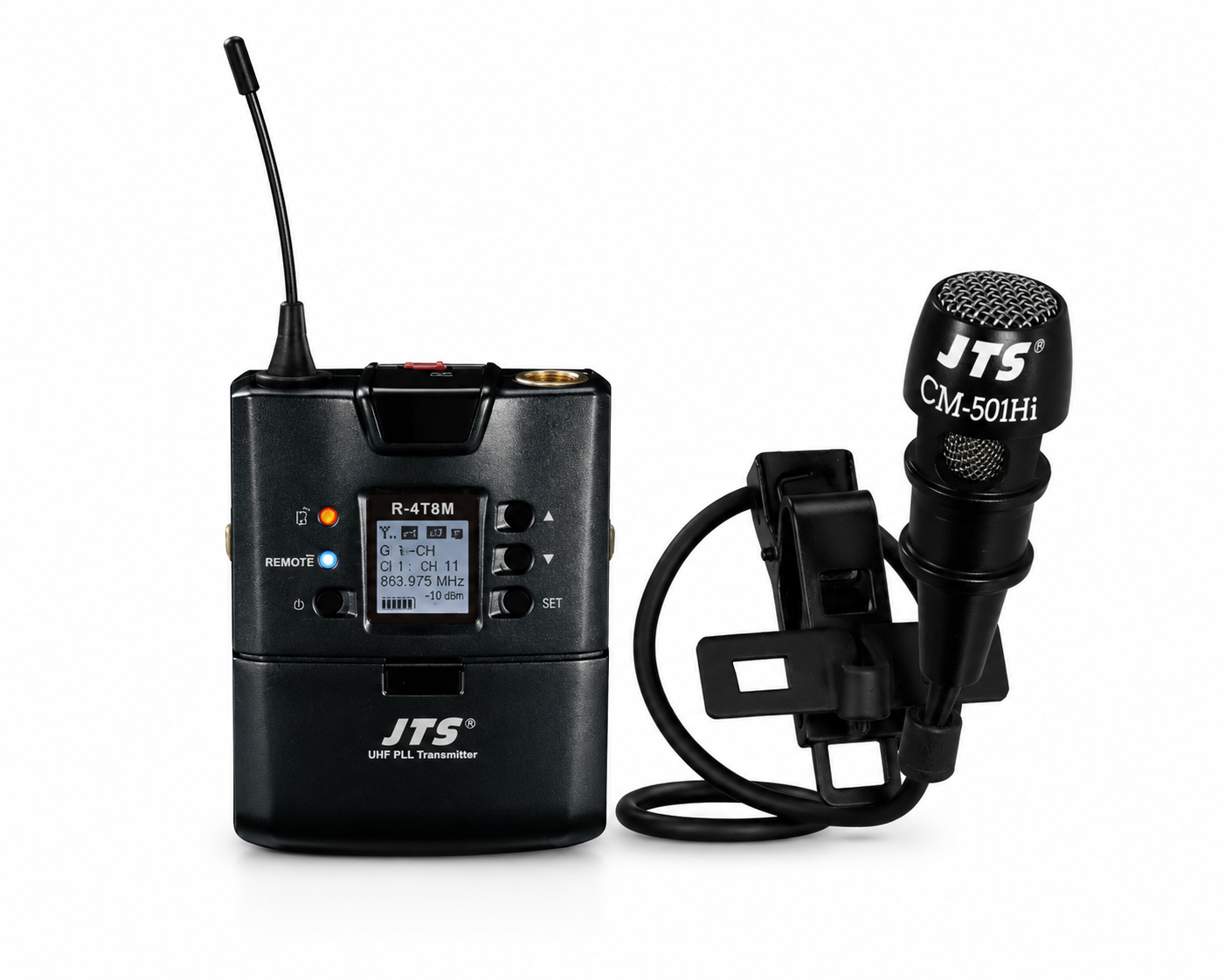 Transmissor Bodypack UHF JTS R-4TBM + CM-501Hi